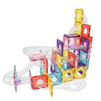 China Safety Magnetic Marble Races Toy Set with Shiny Plastic Ball Running Track Blocks for Kids DIY Assembled Building Blocks for sale