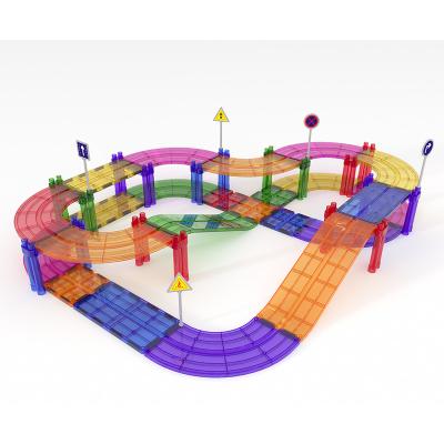 China Magnetic Track Building Blocks Building Block DIY Toy Set Magnetic Tiles Race Safety Racing Car Track for sale