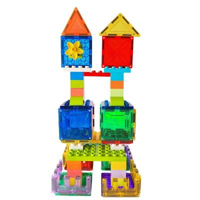 China Educational Toy Magnetic Building Tiles Puzzle Bricks Set Transparent Building Toy 3D Building Tops for sale