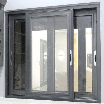 China Folding Screen Double Glazed 3 Tracks Sliding Window Aluminum Sliding Windows for sale