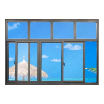 China Folding Screen WANJIA Double Glazed Aluminum Sliding Windows 3 Tracks Sliding Window for sale