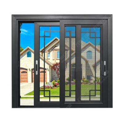 China Folding Aluminum Screen WANJIA Double Glass Sliding Windows Automatic Sliding Window for sale