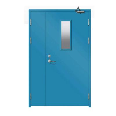 China Modern Bule Metal Steel Fire Rated 3 Hours Door Fire Retardant Steel Door for sale