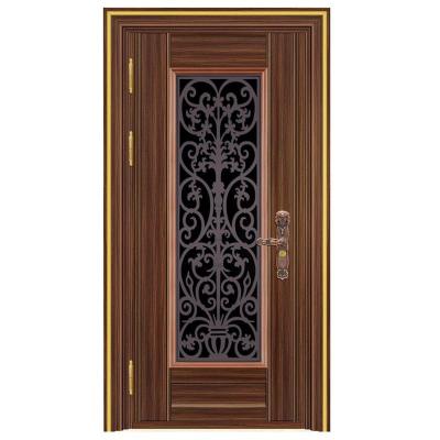 China Modern New Arrangements Wood Grain Doors With 304 Glass Colored Stainless Steel Door Design for sale