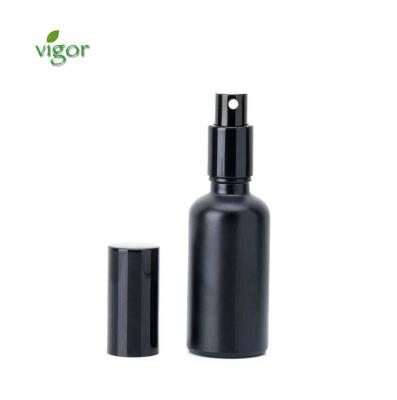 China Personal Care Avoid Light Matte Black Cosmetic Spray Glass Bottle And Jar Pump Bottle For Lotion Serum Cream Full Set for sale