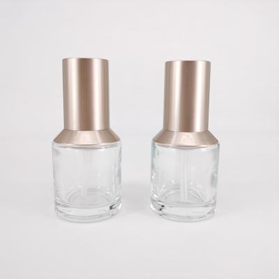 China White And Gold Cosmetic Oblique Shoulder Foundation Bottles Lotion Empty Cosmetic Packaging Glass Bottle for sale