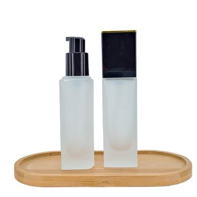 China Cosmetic Wholesale Empty Cosmetic Bottle Square Frosted 1oz Serum Foundation Bottle Packaging for sale