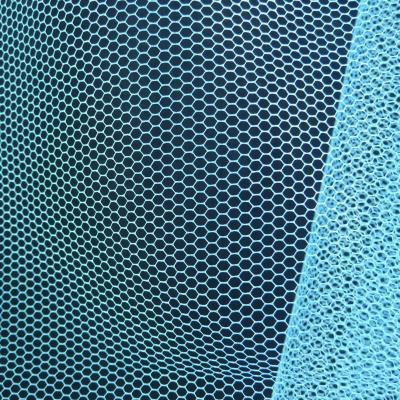 China 50D 30A 100% polyester White pink blue color hexagonal mesh cloth mosquito netting fabric for sale