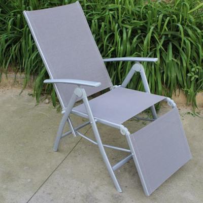 China outdoor iron sling textilene mesh fabric folding arm chair also as bed for sale