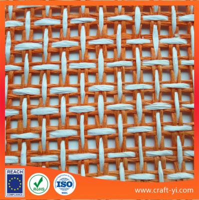 China orange white color woven mesh fabric Textiles cloth in natural straw paper material for sale