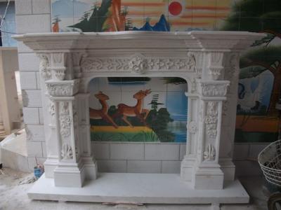 China Freestanding Arched Stone Fireplaces Carving Flowers for sale