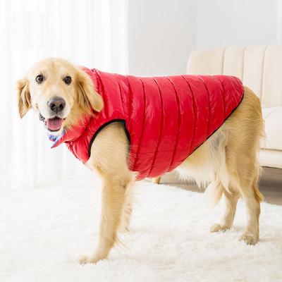 China Wholesale stocked dog winter cotton clothes can be worn on both sides of the large pet down jacket pet cotton warm vest for sale