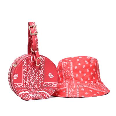 China Fashion Customized Ladies Round Sunshade Fisherman's Style Flower Cashew Design Hat Set Wholesale for sale