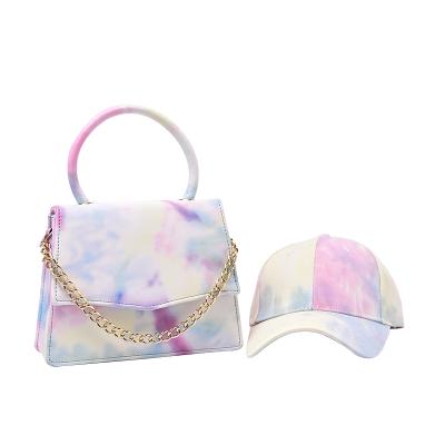 China Fashion 2021 new tie-dye bag women tie-dye duck tongue hat set fashion trends ladies bags ladies handbag for sale