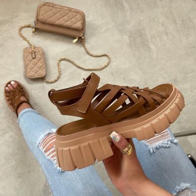 China Fashion trend Roma boot ladies platform sandals designer weave wedge sandals for women 2021 summer fashion for sale