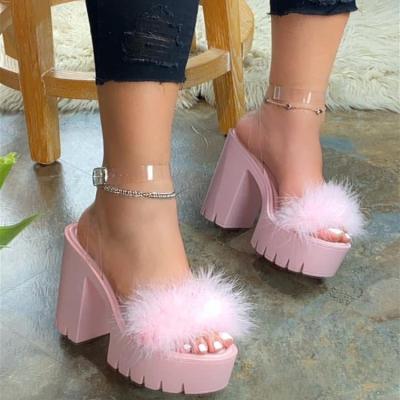 China Fashion Trend Women's Sandals Chunky Platform Women's Shoes Plush High Heel Large Size Sandals for sale