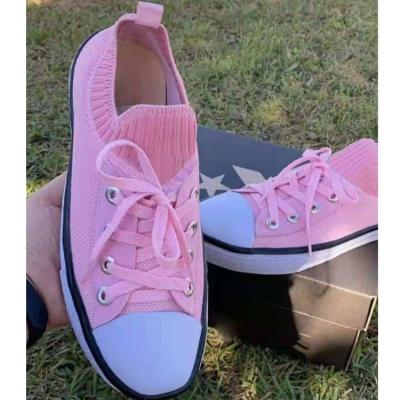 China 2021 Trend Fashion Women's Sneaker Tennis Shoe Women Causal Flat Comfortable White Canvas Pink Lady Shoe Trendy Shoes for sale