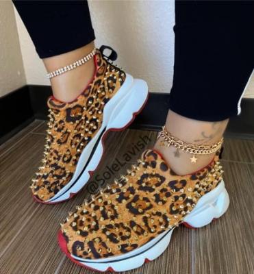 China CUSHIONING leopard rivet sneaker fashion running summer platform sneaker causal shoe for women for sale