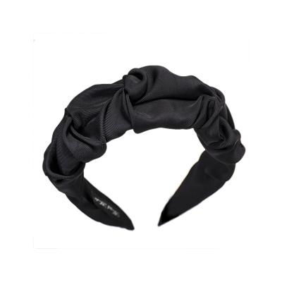 China 2021 Fashion Women's Solid Color Headband Hair Hot Selling Wide Pleated Band Beautiful for sale