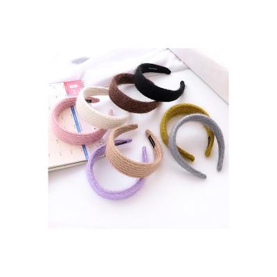 China Fashion Women Hair Head Bands Candy Color Knitted Winter Thick Wide Headbands For Women for sale