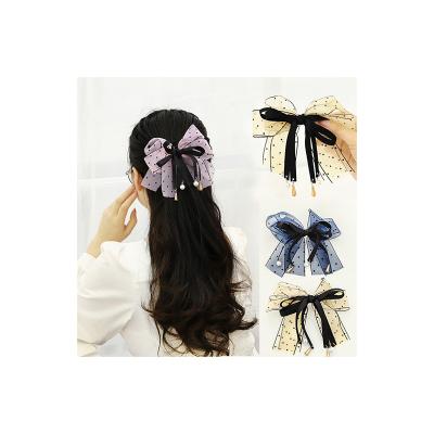 China Wholesale Fashion Butterfly Hairpin Ladies Elegant Bowknot Ribbon Pearl Hair Clips For Girls for sale