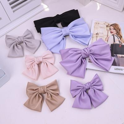 China Fashion Sweet Hair Clips Accessories Girls Smooth Satin Bow Hair Pin For Kids for sale