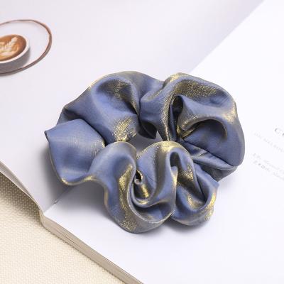 China Fashion Hair Accessories Girls Sparkle Satin Pure Color Hair Scrunchies Elastic Hair Ties for sale