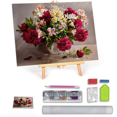 China New classic/postmodern handmade flower painting 5D diamond paitig kits custom dimond painting living room for sale