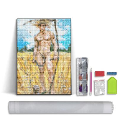 China American Gem Diamond Art Home Wall Decoration Painting-DIY Style Set By Dri Full Number Diamond Painting Male Nude Painting With Sickle In Hand for sale