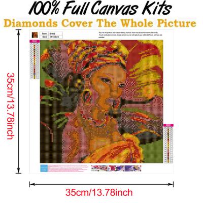 China New Custom African Girls Canvas Painting Wall Art Classic/Postmodern 5D Diy Diamond Painting Full Drill For Bedroom for sale