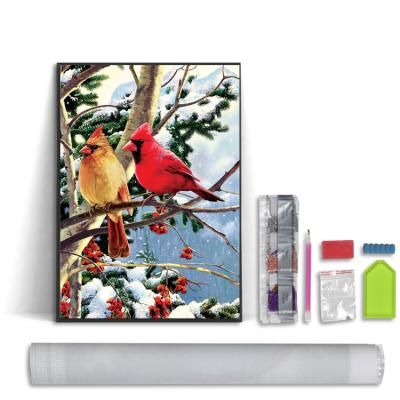 China DIY CLASSIC 5D Full Diamond Christmas Diamond Painting Kit Gem Art Cardinal in the Adult Diamond Kit Home Wall Decoration of Snowbird for sale