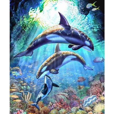 China Full Drill Cartoon Diamond Painting DIY Animal Digital Painting By Numbers Dolphin for sale