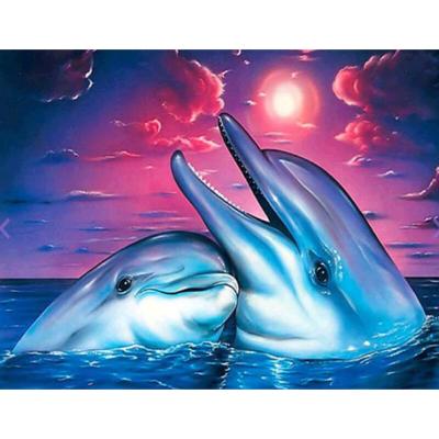 China New 5D Classic/Postmodern Full Dolphin Pictures Custom Diamond Art Painting Animal Diamond for sale