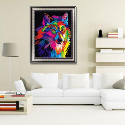 China Cartoon Diamond Dot Painting Wolf Animal Art Painting Adult Living Room Deco for sale