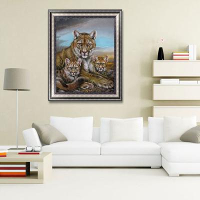 China Cartoon Animal Cross Stitch For Living Room Tiger Diamond Painting Kits White for sale