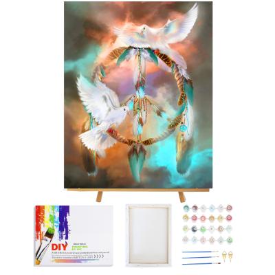 China Customization DIY Canvas Painting Custom Paints Paint By Number Kits Adults Animal Pigeon Frame Customized Paint By Numbers For Kids Beginner for sale