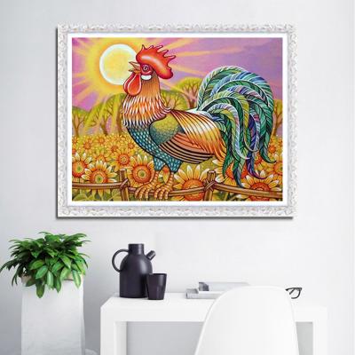 China Folk Art Embroidery Kits Canvas Wall Paintings Lovely Cock Cross Stitch for sale