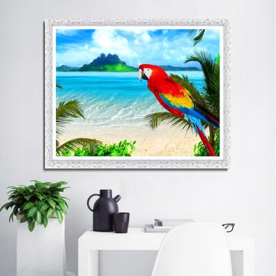 China Folk Art Kits Canvas Wall Paintings Parrot Cross Stitch Embroidery Art Home Decoration for sale