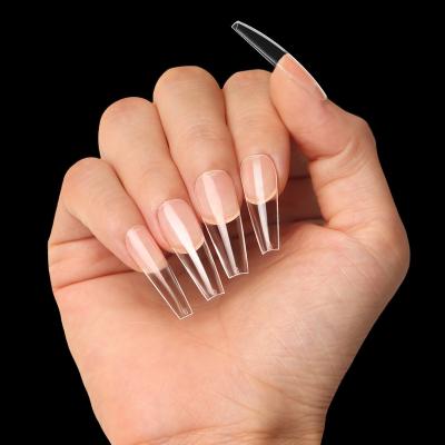 China BTArtbox 500pcst False French Nail Tips Long Ballerina Full Cover Diy Ballerina Long Nail Non C Curve Coffin Acrylic Nail Tips for sale