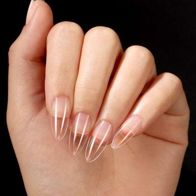 China Btartbox Full Cover Nails XL Coffin Non C French Curve Artificial Medium Almond Transparent Acrylic Nail Tips for sale