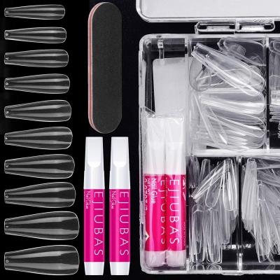 China Custom Design Btartbox 500Pcs Coffin Nail Pro Long Tips Kit With Gel Nail Tools with nail gel for sale