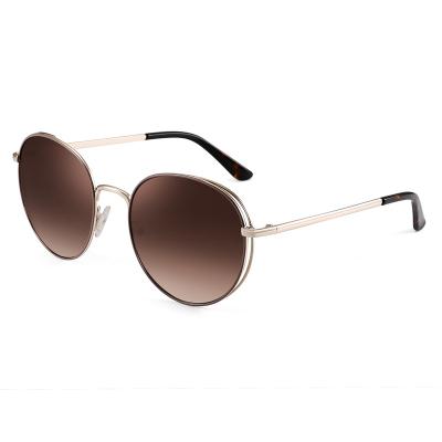 China Custom Made Fashion Sunglasses Metal Big Round Unisex Gold Polarized Sunglasses for sale