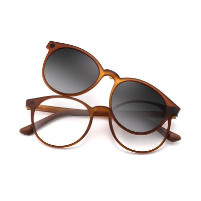 China Clip on glass women brown vintage round clipon polarized optical glasses for sale