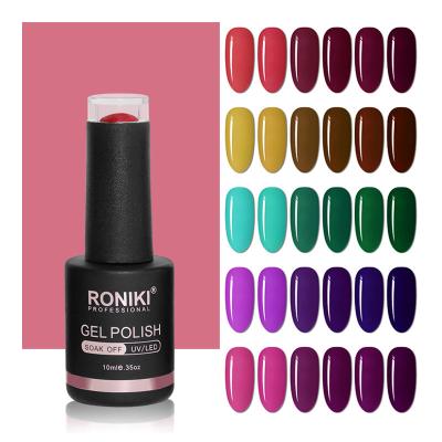 China Your Brand Color Gel Nail Polish Lacquer RONIKI OEM Nail Products Private Label Color Soak Off UV Led Gel Nail Polish for sale