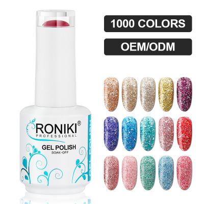 China RONIKI Nail Art Salon Easy Soak Off Free Sample OEM Private Label Color Glitter Nail Gel Polish UV Gel Polish for sale