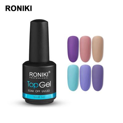 China Easy To Apply And Soak Off RONIKI Wholesale OEM Clear Nail Polish No Wipe Matte Top Coat Uv Gel for sale