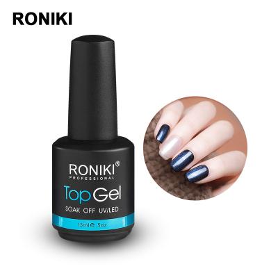 China Environmentally RONIKI 15ml Private Label Custom Pearl Top Coat Color Nail Gel Polish for sale