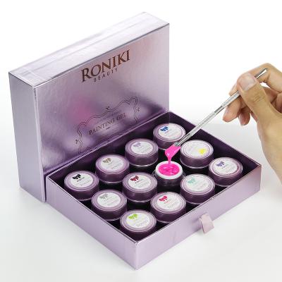 China Wholesale Nail Art Beauty RONIKI Color Painting Gel Lead Based Painting Gel Coating UV Nail Art Gel Polish for sale