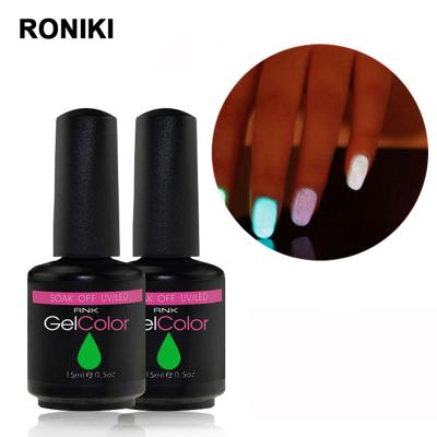 China Nail Art Decoration RONIKI Nail Art Salon Color Gel Polish Lasting Glow in Dark UV Gel for sale