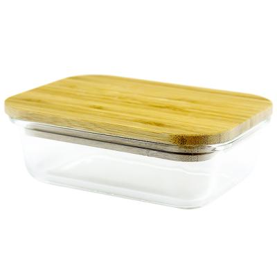 China Sustainable Bamboo Food Container Lid High Borosilicate Food Sealed Jar Kitchen Glass Grain Sealed Fresh-Keep Canned Storage for sale